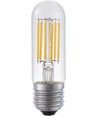 E27 5W dimbar LED rørpære - 9,5cm, filament, klart glass, 2700K
