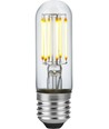 E27 5W dimbar LED rørpære - 9,5cm, filament, 640lm, klart glass, 2700K