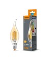 E14 6W LED kronepære filament - C37, bronseglass, ekstra ekstra varmhvit