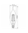 E14 6W LED kronepære filament - C37, bronseglass, ekstra ekstra varmhvit