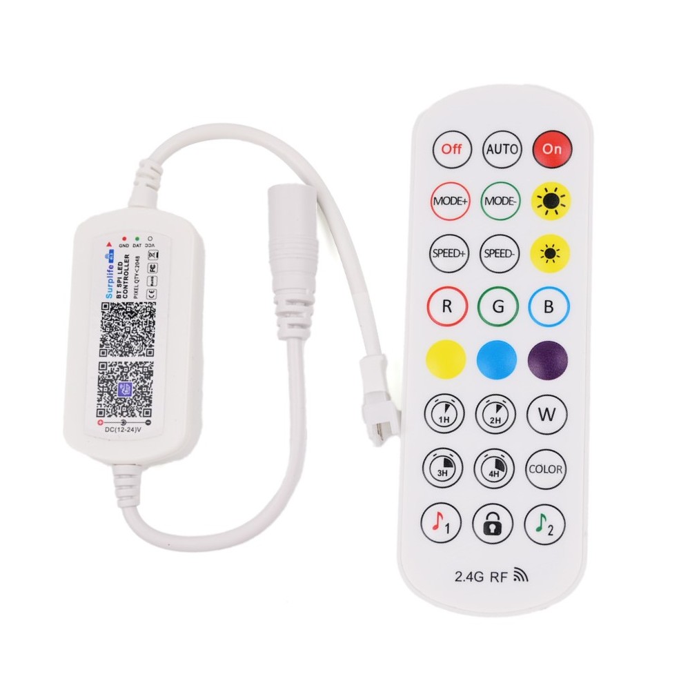 RGBIC-kontroller med fjernkontroll - Bluetooth Surplife RF trådløs, slim fjernkontroll, 3-pins