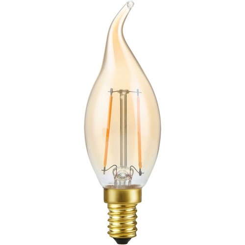 E14 2,9W dimbar LED kronepære med spiss - C35, 250lm, 2200K, gyllent glass, filament