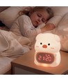 MOCHI Grå nattlampe med klokke - Fargeskift + varmhvit, silikon, touch dimbar, IP20 innendørs