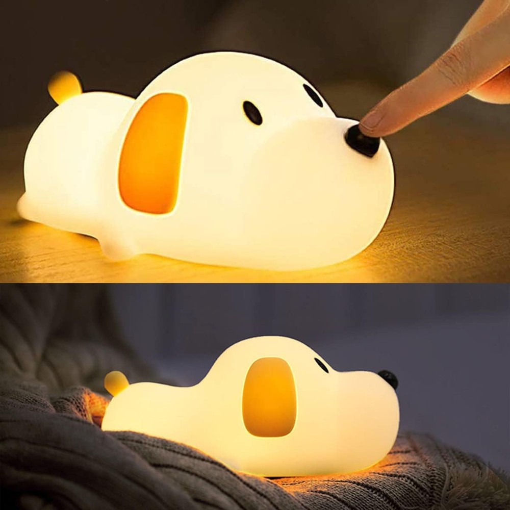 MOCHI hvalp nattlampe - Silikon, 2-i-1, varmhvit/nøytral hvit, touch dimbar - Dimbar : Dimbar, Kulør : 2-i-1