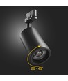 20W PAVA BASIC 3-faset skinnespot - Justerbar CCT, 111lm/W, 20-45° vinkel, sort, IP20