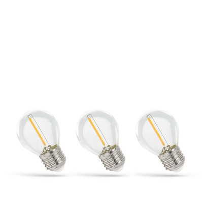 LED-pærer E27 1W - 230V, filament, varmhvit, klar, Spectrum, 3-pakning