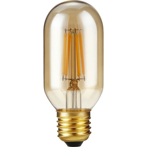 E27 4W dimbar LED rørpære - 10,6cm, 2300K, gyllent glass, filament