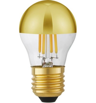 E27 4W dimbar LED kronepære - Topforspeilet gull, G45, 2500K