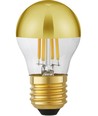 E27 4W dimbar LED kronepære - Toppforspeilet gull, G45, filament, 2500K