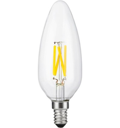 E14 4W dimbar LED filament kronelys - C45, 2200K, 320lm, klart glass