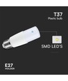 E27 7,5W LED-pære - T37, 6500K, kaldhvit, plast