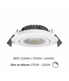 7W Innfellingsspot RA96, DimToWarm+CCT, Dimbar - Hull: Ø6,8 cm, Mål: Ø8,3 cm, Hvit kant
