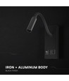 3W LED sengelampe med USB-A og USB-C ladeport - CREE chip, sort, inkl. lyskilde