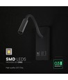 3W LED sengelampe med USB-lading - USB-A og USB-C, CREE-chip, sort, inkl. lyskilde