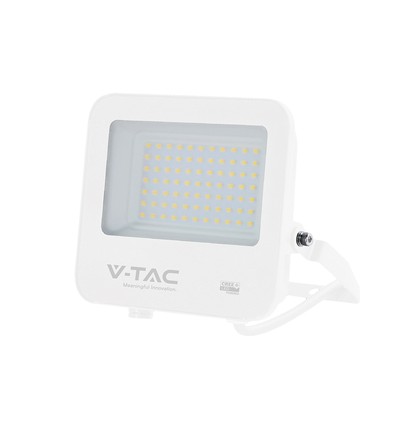 V-Tac 50W LED lyskaster - 135lm/W, IP65, hvitt hus, 6500K, Cree chip, 6 års garanti