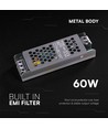 60W / 24V DC Slim strømforsyning til LED-strips - 2.5A, IP20 innendørs