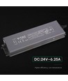 150W / 24V DC strømforsyning til LED-strips - 6.25A, IP67 vanntett
