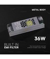 36W / 12V DC Slim strømforsyning for LED-striper - 3A, IP20