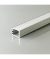 2m aluminiumsprofil - Sølv, inkl. matt deksel, for utenpåliggende montering
