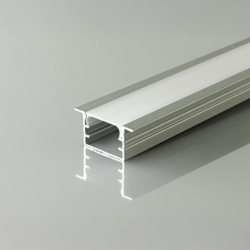 2m aluminiumsprofil for innfelling - Sølv, inkl. matt deksel