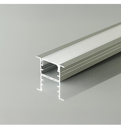 2m V-Tac aluminiumsprofil for innfelling - Sølv, inkl. deksel, 14,8 x 10 mm