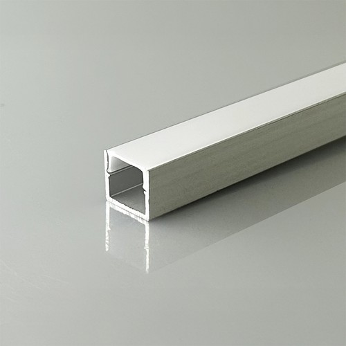 2m Alu-profil til LED-strips - Utenpåliggende, sølv, inkl. diffuser, 12x10mm