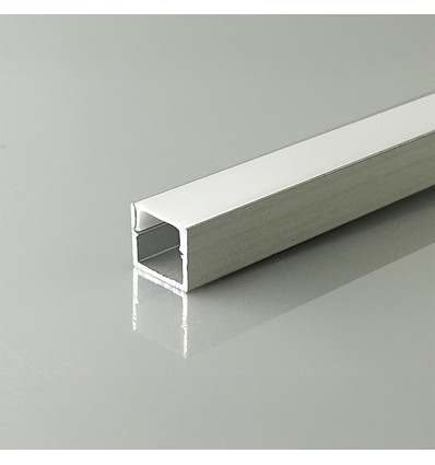 2m Alu-profil til LED-strips - Utenpåliggende, sølv, inkl. diffuser, 12x10mm