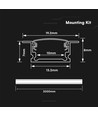 2m aluprofil monteringssett - Innfelling - Sølv, 13,2x7mm, inkl. deksel