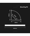 2m hjørneprofil i sølv til LED-strips - Inkl. deksel, 30x30mm monteringssett