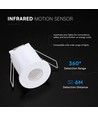 V-Tac infrarød bevegelsessensor - Hvit, IP20, maks 400W LED