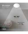V-Tac taklampe med mikrobølgesensor - Hvit, for E27-pære