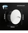 3W LED innfelt spot for trapper - Rund, hvit, IP65, 3000K