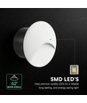 3W LED innfelt spot for trapper - Rund, hvit, IP65, 3000K