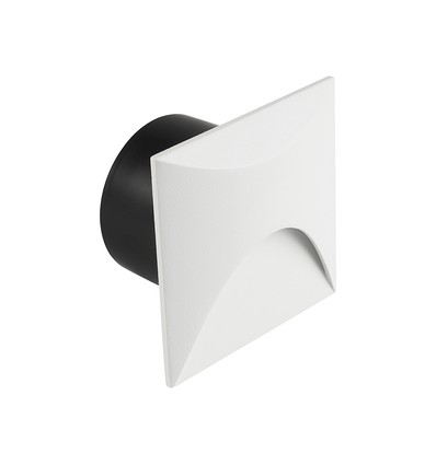 3W LED innfelt spot for trapper, kvadratisk - IP65, hvit, 3000K