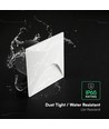 3W LED innfelt spot for trapper, kvadratisk - IP65, hvit, 3000K