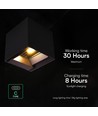 V-Tac 9W Solara vegglampe med sensor - Solcelle, IP65, 3-i-1 CCT, sort