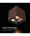 V-Tac 9W Solara vegglampe med sensor, CCT - IP65, PIR-sensor, Corten-farge, solcelle, 3 lysfarger