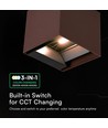 V-Tac 9W Solara vegglampe med sensor, CCT - IP65, PIR-sensor, Corten-farge, solcelle, 3 lysfarger