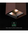 V-Tac 9W Solara vegglampe med sensor, CCT - IP65, PIR-sensor, Corten-farge, solcelle, 3 lysfarger