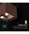 V-Tac 9W Solara vegglampe med sensor, CCT - IP65, PIR-sensor, Corten-farge, solcelle, 3 lysfarger