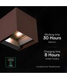 V-Tac 9W Solara vegglampe med sensor, CCT - IP65, PIR-sensor, Corten-farge, solcelle, 3 lysfarger