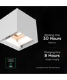 V-Tac 9W Solara vegglampe med sensor - IP65, hvit, 3-i-1 CCT, solcelle