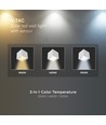 V-Tac 9W Solara vegglampe med sensor - IP65, hvit, 3-i-1 CCT, solcelle