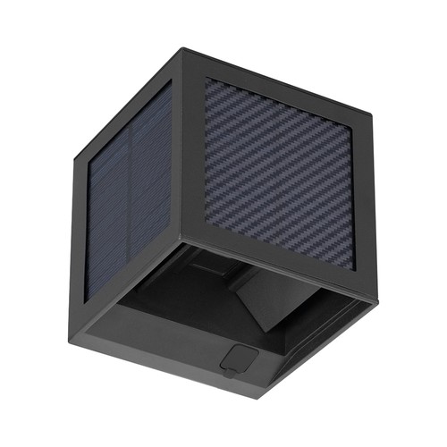 V-Tac 9W Solara vegglampe med sensor - IP65, sort, 3-i-1 CCT, solcelle