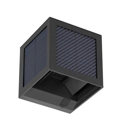 V-Tac 9W Solara vegglampe med sensor - IP65, sort, 3-i-1 CCT, solcelle