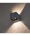 V-Tac 9W Solara vegglampe med sensor - IP65, sort, 3-i-1 CCT, solcelle