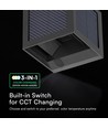 V-Tac 9W Solara vegglampe med sensor - IP65, sort, 3-i-1 CCT, solcelle