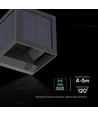 V-Tac 9W Solara vegglampe med sensor - IP65, sort, 3-i-1 CCT, solcelle