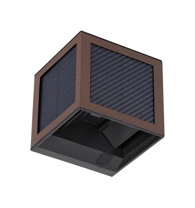 V-Tac 9W Solara vegglampe med sensor, CCT - IP65, Corten-hus, solcelle, PIR-sensor