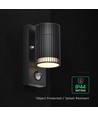 GU10 vegglampe med PIR-sensor - IP44 utendørs, uten lyskilde